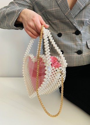 Transparent women's bag made of pearls7 photo