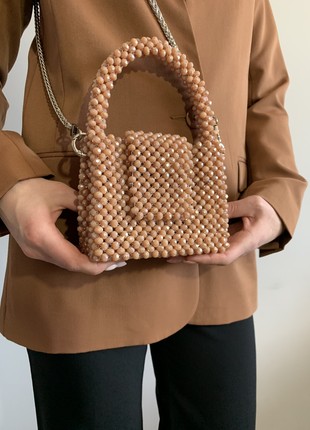 Women's bag made of coffee crystal beads3 photo