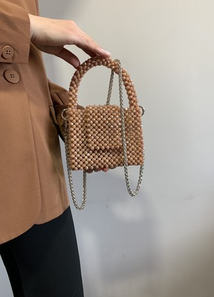 Women's bag made of coffee crystal beads6 photo
