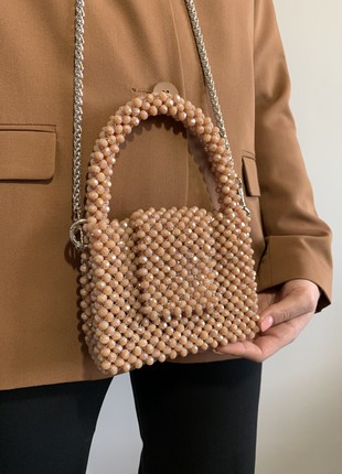 Women's bag made of coffee crystal beads8 photo