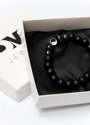 Shungite, agate, hematite bracelet for men or women, black agate yin yan4 photo