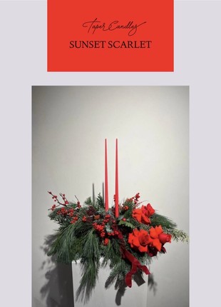 Set of 4 tall candles "Sunset scarlet"