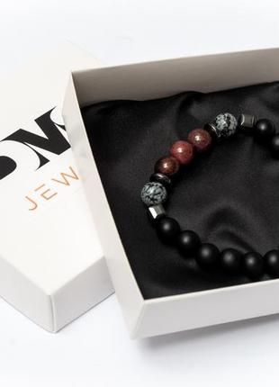 Shungite, obsidian, garnet, hematite bracelet for men or women, emotional4 photo