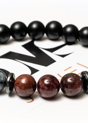 Shungite, garnet, obsidian, hematite bracelet for men or women, power of scorpion3 photo