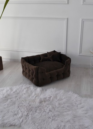Brown dog couch bed and cats handmade with personalization - 19.6x15.7 in. (50x40 cm.)