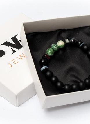 Shungite, agate, hematite bracelet for men or women, black and green agate4 photo