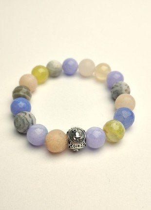 Bracelet with natural minerals and charm "Zodiac Scorpio"2 photo