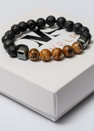 Lava stone, landscape jasper bracelet for men or women, jasper style2 photo