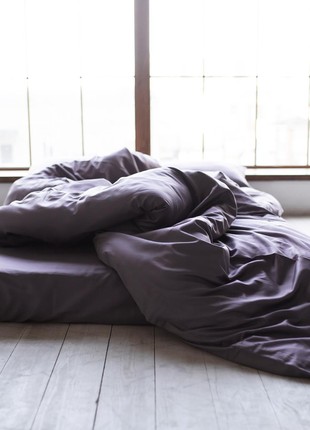 Satin bedding set FOGGY PLUM double bed5 photo