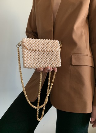 Mini bag made of frosted crystal beads