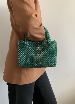 Classic green bag made of crystal beads3 photo