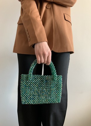 Classic green bag made of crystal beads6 photo