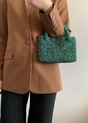 Classic green bag made of crystal beads7 photo