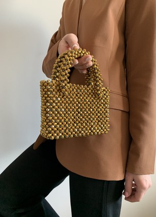 Classic mini bag with gold crystal beads5 photo