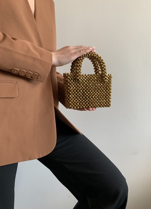 Classic mini bag with gold crystal beads6 photo