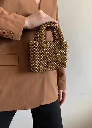 Classic mini bag with gold crystal beads9 photo