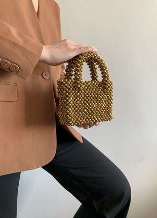 Classic mini bag with gold crystal beads8 photo