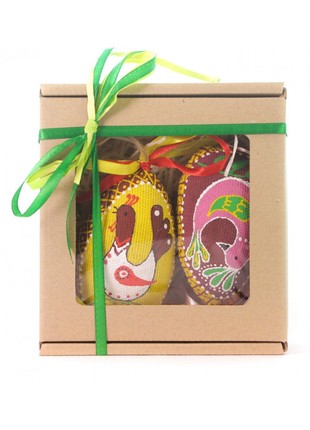 EASTER SET №159 EASTER EGG SMALL YELLOW WITH A BIRD, EASTER EGG BURGUNDY1 photo
