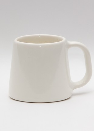 Handmade white ceramic mug with a black stripe3 photo