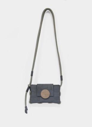 Crossbody bag Sunset in charcoal cork and rose stone2 photo
