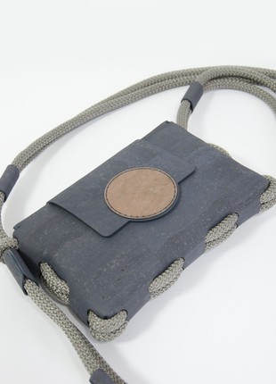 Crossbody bag Sunset in charcoal cork and rose stone4 photo
