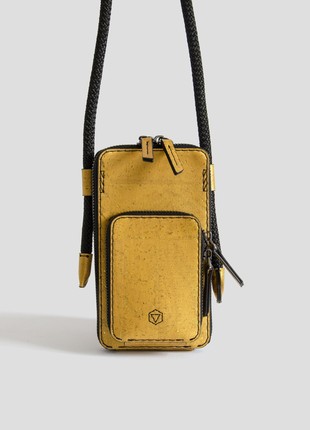 Natural cork leather crossbody phone bag Skiddaw in gold color