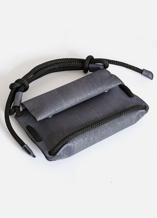 Natural cork crossbody bag Kumotori in charcoal color4 photo