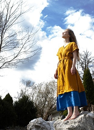 Unique linen dress-transformer5 photo