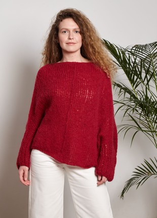 Red hand-knitted sweater1 photo