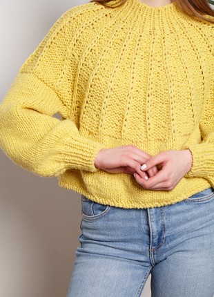 Yellow hand-knitted sweater2 photo