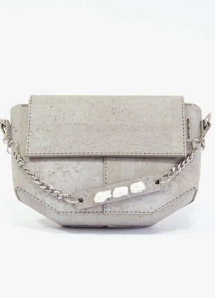 Natural cork leather crossbody bag Pearl in gray color2 photo