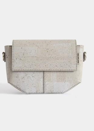 Natural cork leather crossbody bag Pearl in gray color4 photo