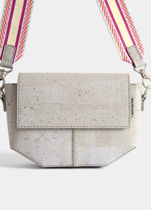 Natural cork leather crossbody bag Pearl in gray color5 photo