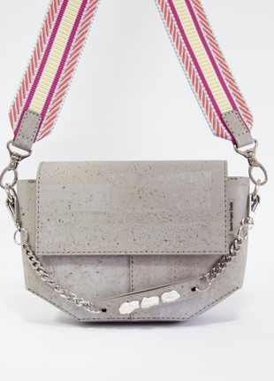 Natural cork leather crossbody bag Pearl in gray color1 photo