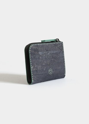 Natural cork Castle Lite wallet in charcoal and mint colors2 photo