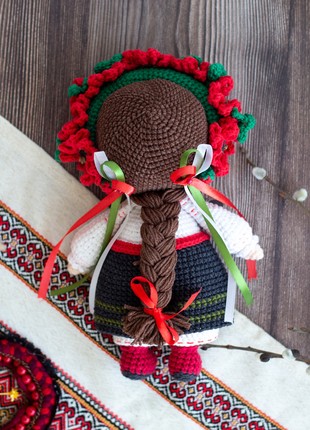 Knitted Ukrainian doll in national dress9 photo