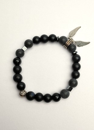 Bracelet with natural minerals and pendant "Wings"2 photo