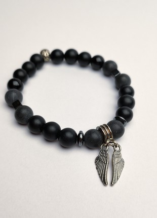 Bracelet with natural minerals and pendant "Wings"3 photo