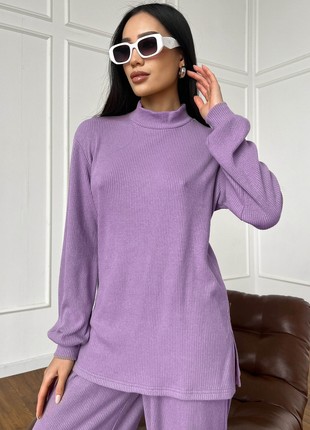 Tunic and culotte suit in violet color3 photo