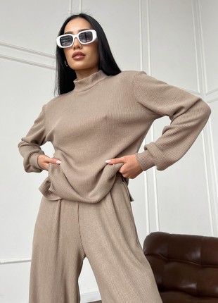 Tunic and culotte suit in beige color4 photo