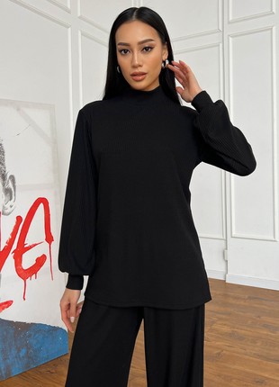 Tunic and culotte suit in black4 photo