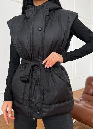 Long vest with a hood in black4 photo