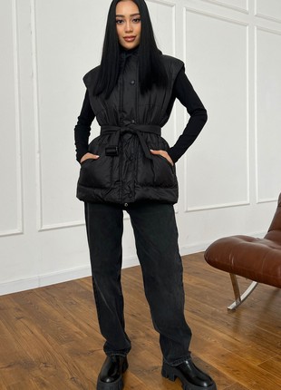 Long vest with a hood in black6 photo
