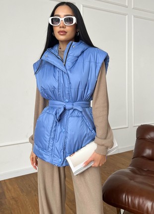 Long vest with a hood in blue color4 photo