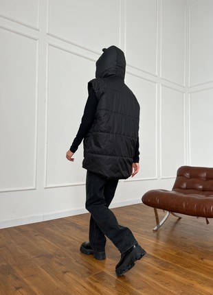 Long vest with a hood in black9 photo