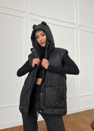 Long vest with a hood in black10 photo