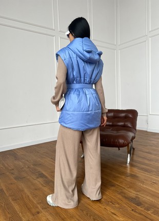 Long vest with a hood in blue color6 photo