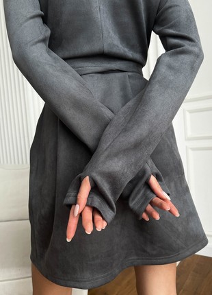 Elegant smelling dress made of artificial suede in gray color4 photo