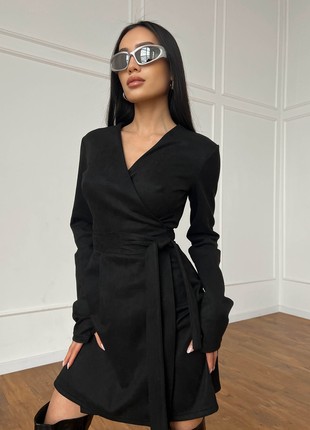 Elegant smelling dress made of artificial suede in black color