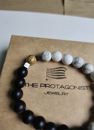 Black and white bracelet with enamel pendant "Ghost"3 photo